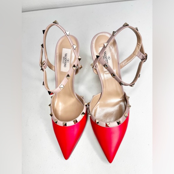 NWT Valentino Garavani Kitten Sling Back Rockstud Pump Heels Size 40/ 9.5 - Picture 2 of 10